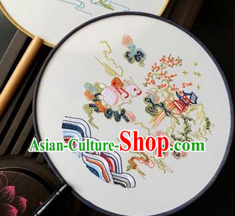 China Classical Embroidered Circular Fan Dance Fans Handmade Palace Fan Traditional Hanfu Silk Fan