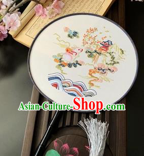 China Classical Embroidered Circular Fan Dance Fans Handmade Palace Fan Traditional Hanfu Silk Fan