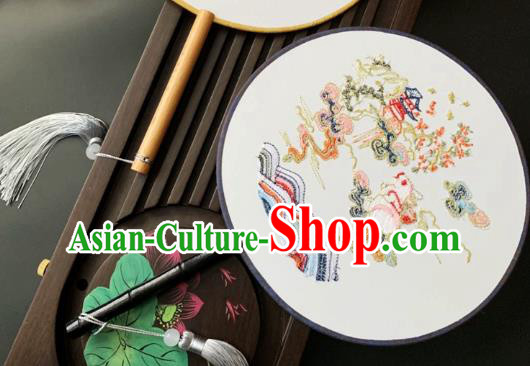 China Classical Embroidered Circular Fan Dance Fans Handmade Palace Fan Traditional Hanfu Silk Fan
