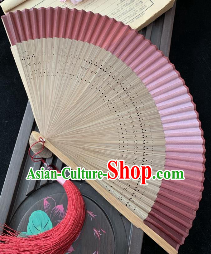 Chinese Classical Silk Folding Fan Bamboo Fan Handmade Dance Accordion