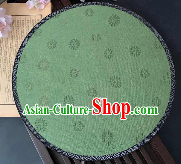 China Traditional Song Dynasty Palace Fan Handmade Green Silk Fan Classical Hanfu Circular Fan