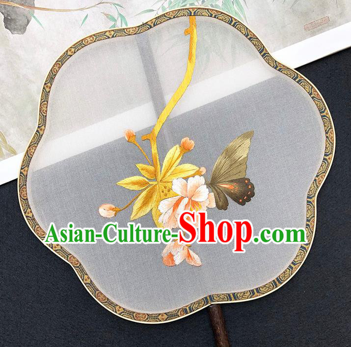China Traditional Hanfu Fan Silk Fan Classical Dance Fan Handmade Embroidered Palace Fan