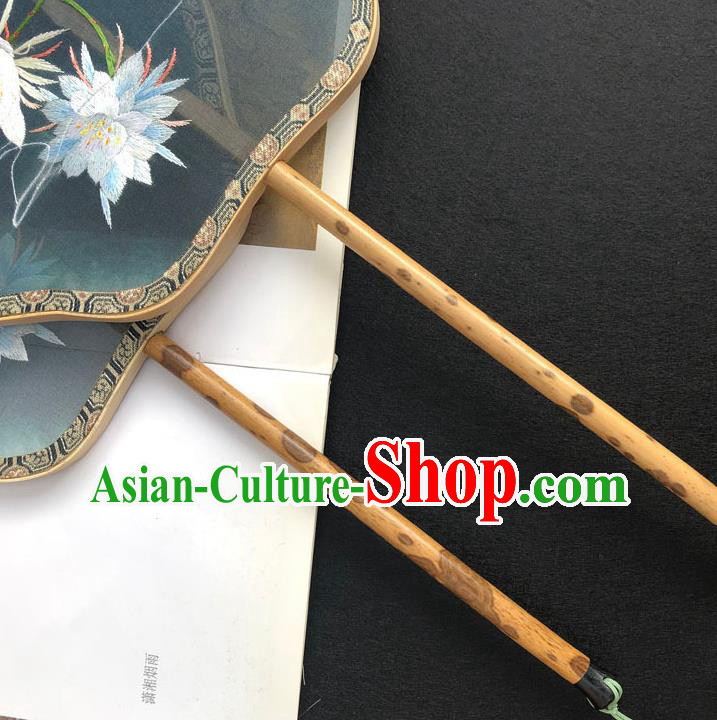 China Handmade Embroidered Epiphyllum Palace Fan Classical Dance Fan Traditional Silk Fan Hanfu Fan