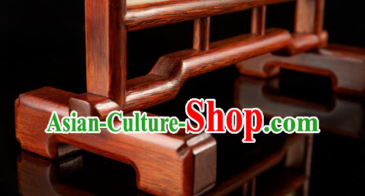 Chinese Traditional Hunan Embroidery Lotus Table Screen Handmade Embroidered Silk Craft Merbau Desk Decoration