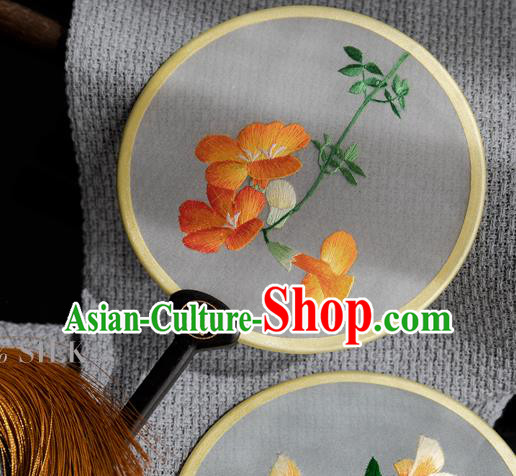 China Hunan Embroidery Palace Fan Traditional Hanfu Circular Fan Handmade Silk Fan