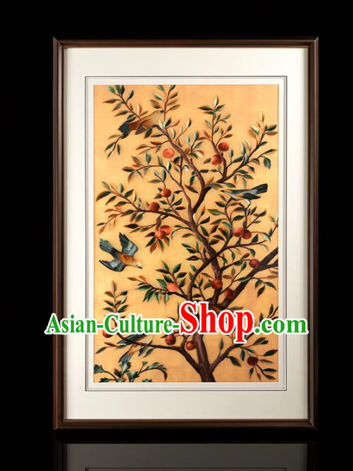 Chinese Traditional Hunan Embroidery Craft Handmade Embroidered Silk Painting Walnut Decoration Painting