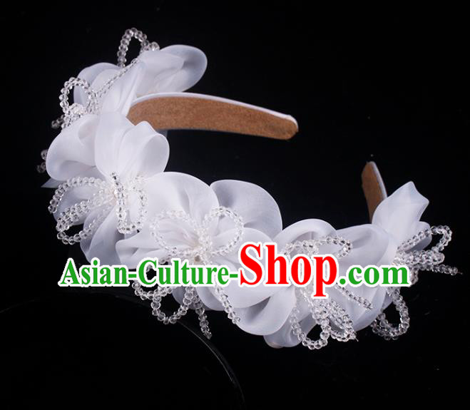French Bride Beads Hair Clasp Hair Accessories Elegant Wedding Silk Bowknot Headband