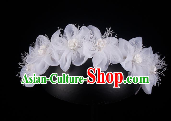 French Bride White Roses Hair Clasp Hair Accessories Elegant Wedding Headband