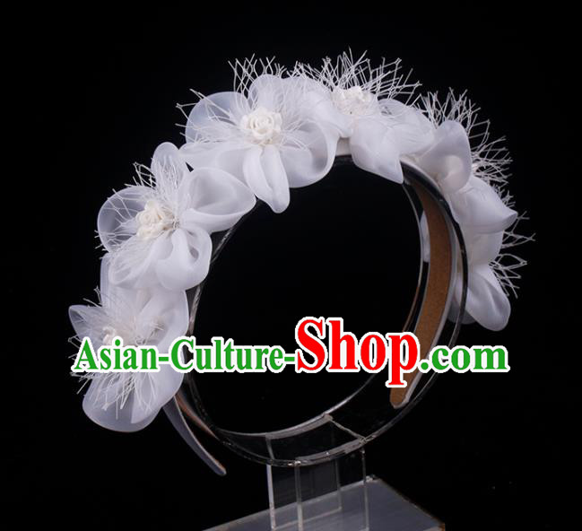 French Bride White Roses Hair Clasp Hair Accessories Elegant Wedding Headband