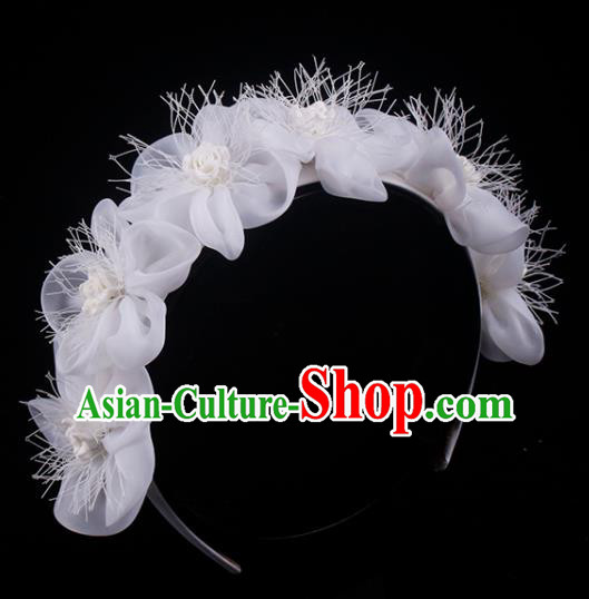 French Bride White Roses Hair Clasp Hair Accessories Elegant Wedding Headband