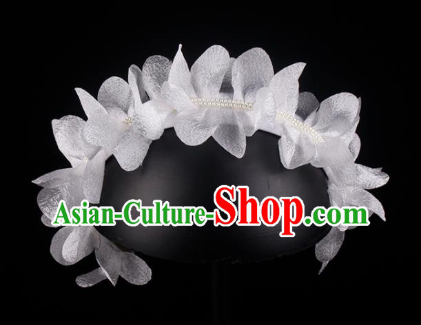 French Wedding Princess Headband Elegant Hair Accessories Bride White Flowers Hair Clasp