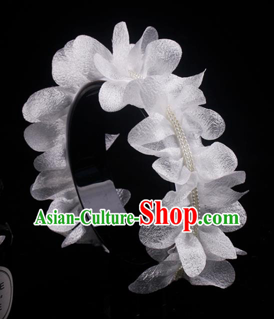 French Wedding Princess Headband Elegant Hair Accessories Bride White Flowers Hair Clasp