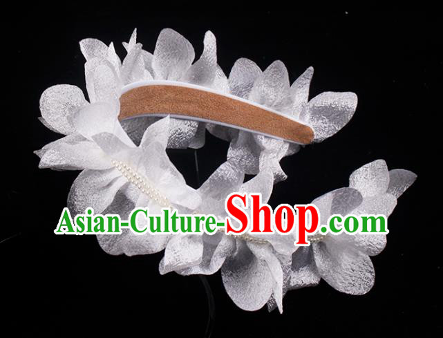 French Wedding Princess Headband Elegant Hair Accessories Bride White Flowers Hair Clasp