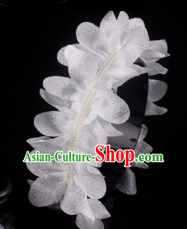 French Wedding Princess Headband Elegant Hair Accessories Bride White Flowers Hair Clasp