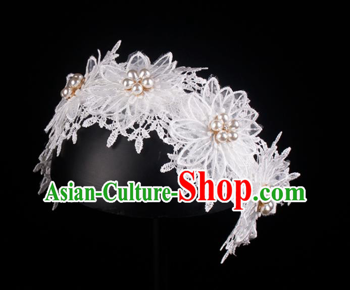 French Elegant Hair Accessories Bride White Lace Hair Clasp Wedding Princess Headband