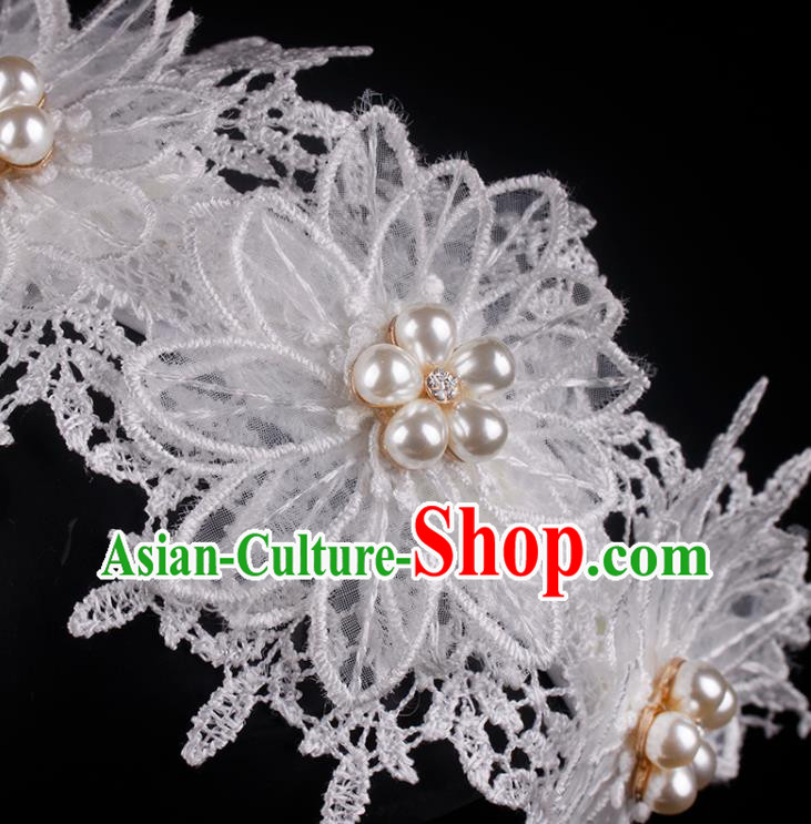 French Elegant Hair Accessories Bride White Lace Hair Clasp Wedding Princess Headband