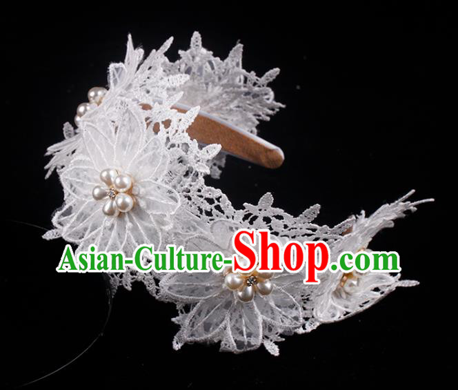 French Elegant Hair Accessories Bride White Lace Hair Clasp Wedding Princess Headband