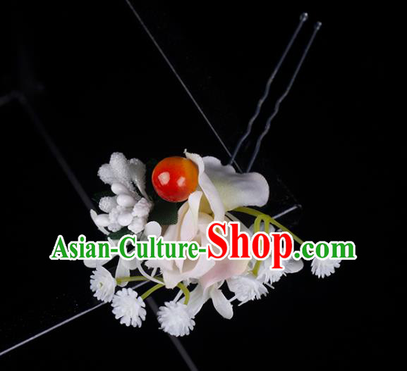 Top Grade Classical Silk Flower Hairpin Wedding Bride Hair Accessories Handmade Hair Stick