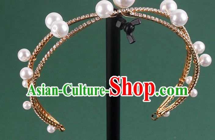 Europe Bride Pearls Royal Crown Wedding Princess Headband Elegant Hair Accessories