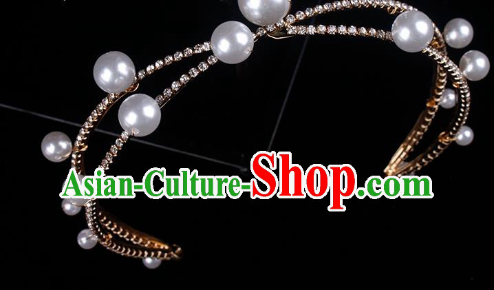 Europe Bride Pearls Royal Crown Wedding Princess Headband Elegant Hair Accessories