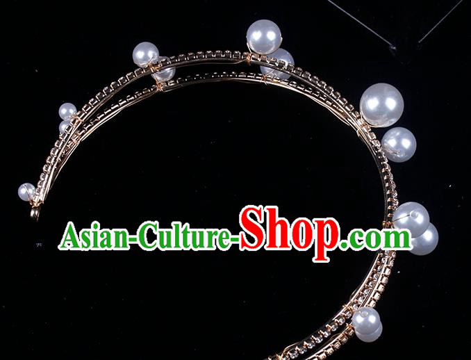 Europe Bride Pearls Royal Crown Wedding Princess Headband Elegant Hair Accessories
