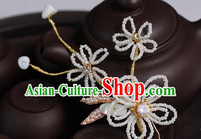 Top Grade Wedding Bride Hair Accessories Handmade Hair Stick Classical Beads Flower Hairpin