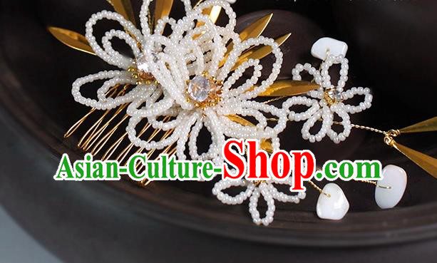 Top Grade Classical Beads Flowers Hairpin Wedding Bride Hair Accessories Handmade Hair Comb