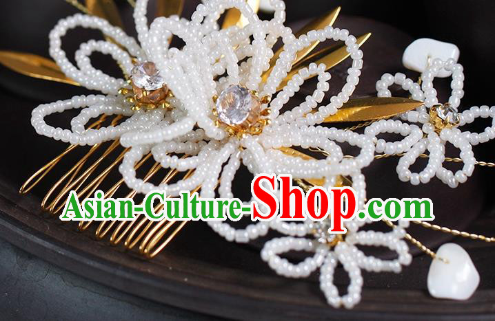Top Grade Classical Beads Flowers Hairpin Wedding Bride Hair Accessories Handmade Hair Comb