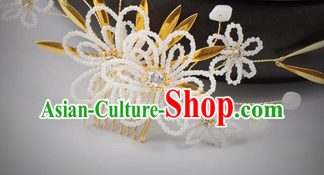 Top Grade Classical Beads Flowers Hairpin Wedding Bride Hair Accessories Handmade Hair Comb