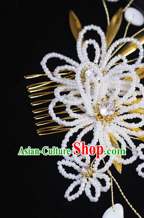 Top Grade Classical Beads Flowers Hairpin Wedding Bride Hair Accessories Handmade Hair Comb