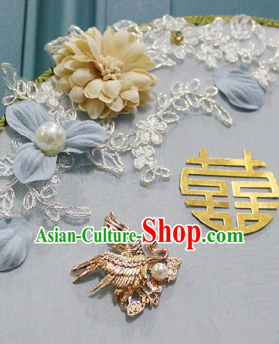 China Handmade Blue Roses Palace Fan Traditional Wedding Silk Fan Bride Circular Fan