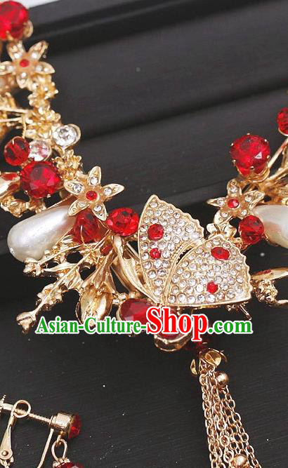 China Classical Hairpins Wedding Bride Hair Accessories Handmade Hair Comb Full Set