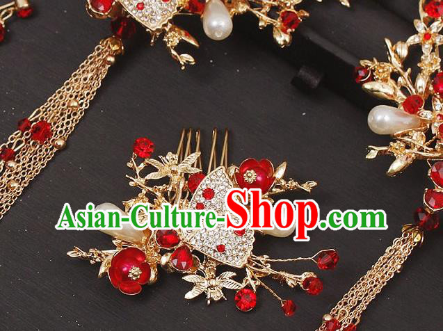China Classical Hairpins Wedding Bride Hair Accessories Handmade Hair Comb Full Set