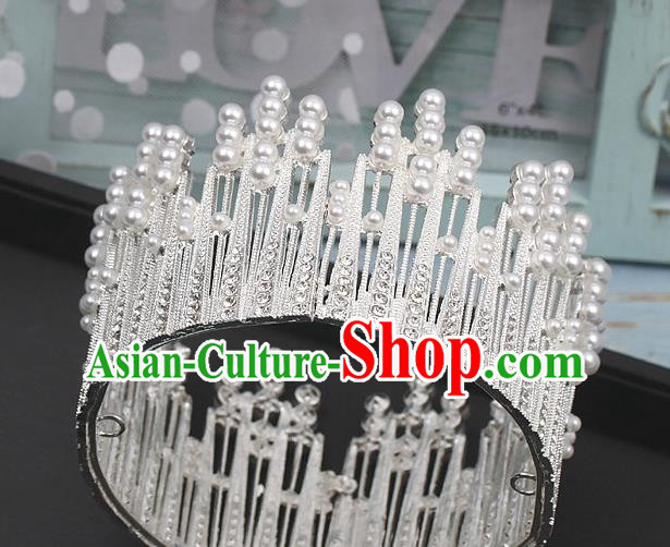 Top Bride Argent Royal Crown Wedding Princess Hair Clasp Elegant Hair Accessories