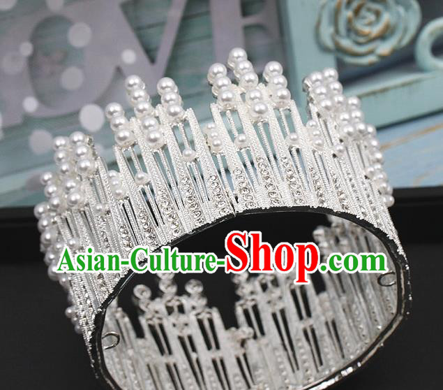 Top Bride Argent Royal Crown Wedding Princess Hair Clasp Elegant Hair Accessories