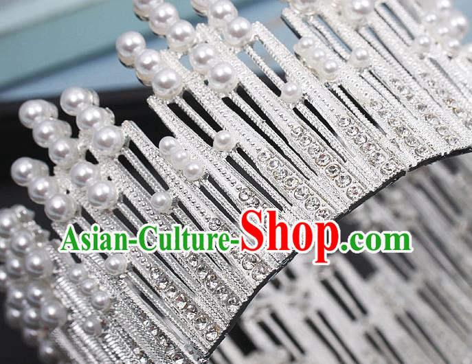 Top Bride Argent Royal Crown Wedding Princess Hair Clasp Elegant Hair Accessories