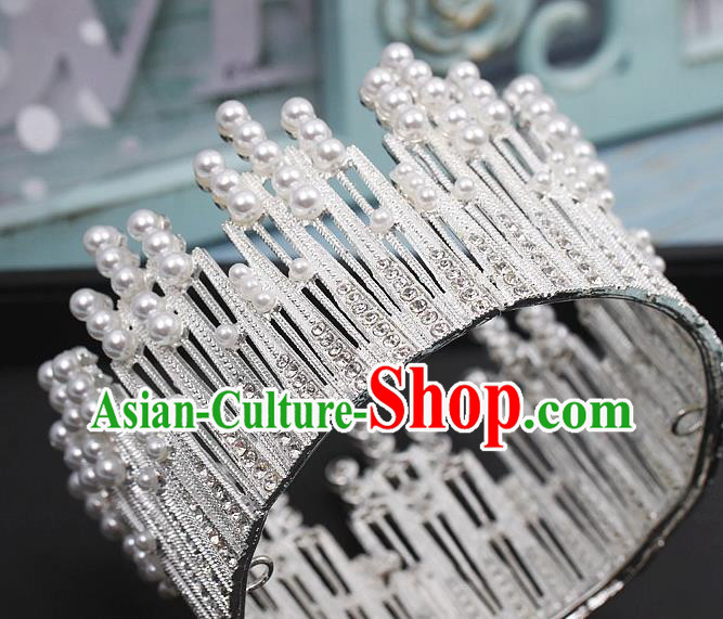 Top Bride Argent Royal Crown Wedding Princess Hair Clasp Elegant Hair Accessories