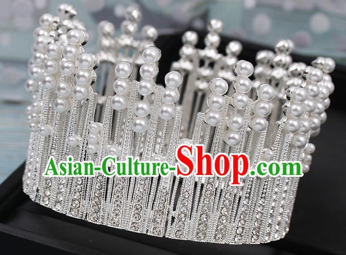 Top Bride Argent Royal Crown Wedding Princess Hair Clasp Elegant Hair Accessories