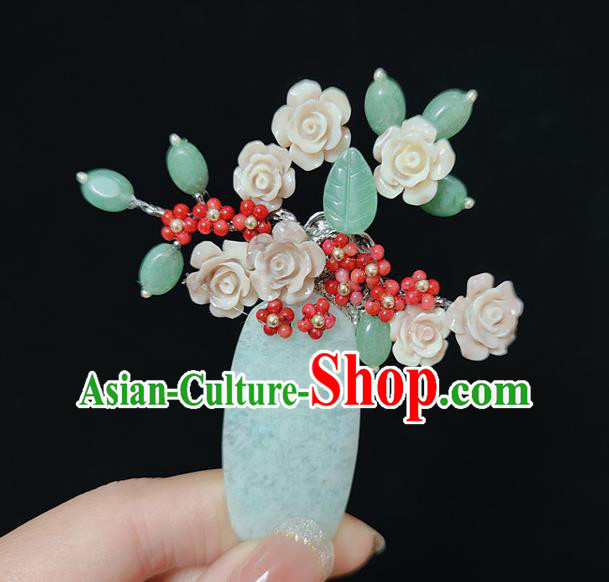 Handmade China Jade Accessories Flowers Brooch Classical Cheongsam Breastpin Jewelry