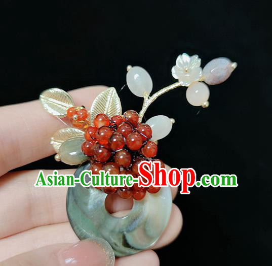 Handmade China Cheongsam Breastpin Classical Jewelry Garnet Beads Brooch Accessories