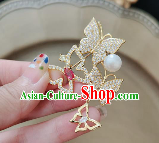 Top Jewelry Accessories Handmade Crystal Brooch Zircon Butterfly Breastpin