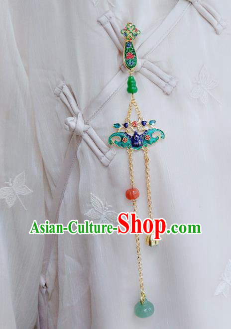 Handmade China Classical Cheongsam Cloisonne Bat Breastpin Jewelry Jade Gourd Brooch Pendant Accessories