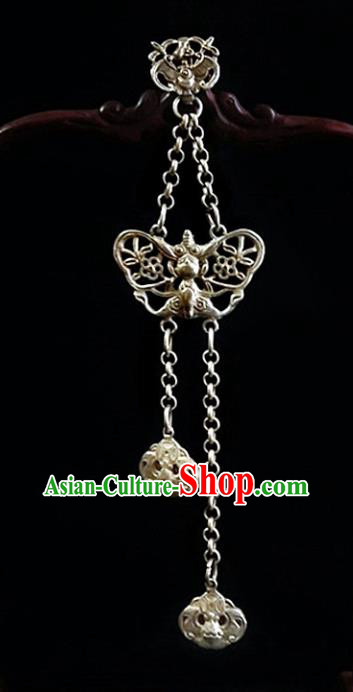 Handmade China Argent Bat Tassel Brooch Pendant Accessories Classical Cheongsam Breastpin Jewelry