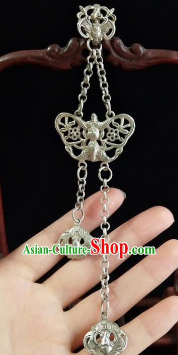 Handmade China Argent Bat Tassel Brooch Pendant Accessories Classical Cheongsam Breastpin Jewelry