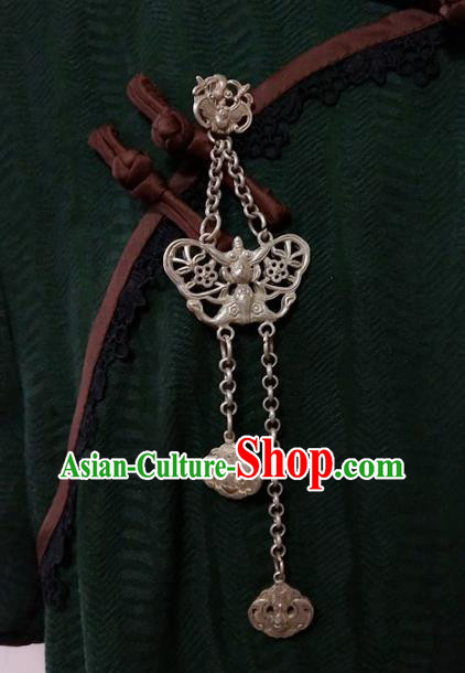 Handmade China Argent Bat Tassel Brooch Pendant Accessories Classical Cheongsam Breastpin Jewelry