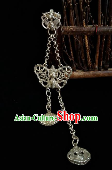 Handmade China Argent Bat Tassel Brooch Pendant Accessories Classical Cheongsam Breastpin Jewelry