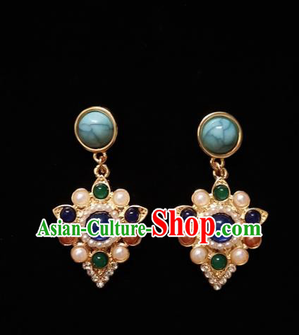 Top Baroque Queen Pearls Earrings Court Eardrop Jewelry Accessories