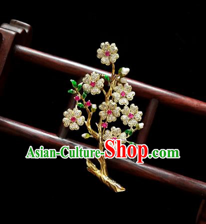 Top Baroque Queen Zircon Plum Blossom Brooch Court Jewelry Crystal Breastpin Accessories