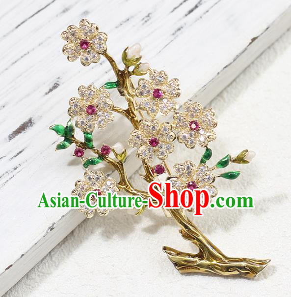 Top Baroque Queen Zircon Plum Blossom Brooch Court Jewelry Crystal Breastpin Accessories