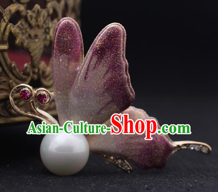 Top Crystal Breastpin Accessories Baroque Purple Butterfly Brooch Court Jewelry